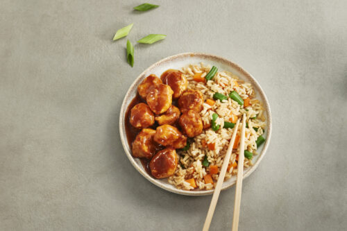 Combo Pork in Chinese BBQ Sauce & Vegetable Rice