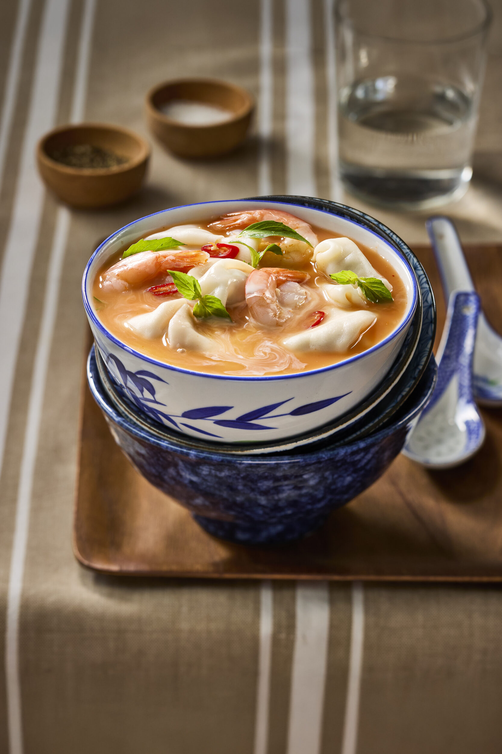 Spicy shrimp wonton soup